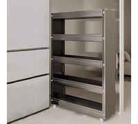 ISCBAFYX Slim Rolling Storage Narrow Pull-Outfor Kitchen Bathroom & Laundry Multi-Tiered Carbon Steel with Wheels 15.7" x 3.5" 52.7" (Gray)