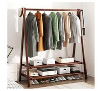 ISCBAFYX Solid Wood Clothing Rack - Wooden Coat Stand with Shoe Shelf 2 Hooks - Foldable Clothes Hanger - and Sturdy - Height 150cm Perfect for Entryway and Bedroom
