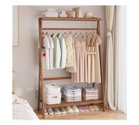 ISCBAFYX Solid Wooden Clothes Hangers & Floor-Standing Coat Rack Vertical Clothes Hanging Rods & Underwear for Bedroom 100cm Brown Color