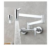 ISCBAFYX Square Three- Hot and Cold Kitchen Faucet Into The Wall Folding Mixing Valve Home Bathroom Washbasin Flexible Operation(Chrome Type B)