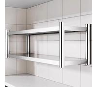 ISCBAFYX Stainless steel kitchen microwave oven rack wall mounted storage multifunctional commercial hanging suitable for kitchen,bathroom,garage,bar,school(180x30x40cM/70.9X11.8X15.7IN)