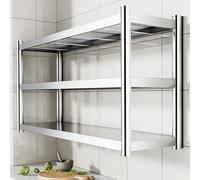 ISCBAFYX Stainless steel kitchen microwave oven rack wall mounted storage multifunctional commercial hanging suitable for kitchen,bathroom,garage,bar,school(150x35x75cm/59.1X13.8X29.5IN)