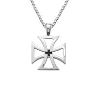 ISCBAFYX Stainless Steel Men's Necklace Unique Vintage Crusader Cross Pendant Fashion Jewelry Euro-American Style Classic Design