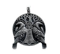 ISCBAFYX Stainless Steel Norse Mythology Viking Odin Raven Pendant Necklace Vintage Unisex Steel Jewelry
