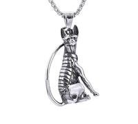 ISCBAFYX Stainless Steel Sphinx Pendant Necklace Egyptian Mythology Retro Style Unisex Fashion Accessory