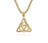 ISCBAFYX Stainless Steel Viking Knot Pendant Necklace Nordic Triangle Knot Two Headed Snake Cold Tone Eternal Knot Jewelry for Men Women