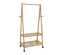 ISCBAFYX Standing Hall Tree Coat Stands Rolling Hangers Bamboo Hangers Hooks With Shelves For Shoes Hats Scarves In The Hallway Living Room Coat Rack for Home Office Hallway (Color : Natural, Size :