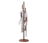 ISCBAFYX Standing Hall Tree Wood Coat Rack Bedroom Corner Tree Shaped Coat Shelf Living Room Corridor Coat Stand For Coat Hangers Bags Coats Coat Rack for Home Office Hallway (Color : Walnut-Round