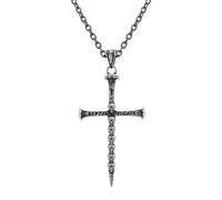 ISCBAFYX Steel Cross Men's Necklace Euro-American Vintage Dark Style Skull Seven Deadly Sins Punk Nail Pendant