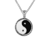 ISCBAFYX Steel Yin Yang Bagua Pendant Necklace Instagram Trend Vintage Style Unisex Tai Chi Symbol Fashion Jewelry