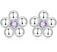 ISCBAFYX Sterling Silver Jewelry,925 silver sterling Crystal Flower Ear Studs Platinum Plated Women Flower Opal Stud Earring Ladies Rhodium Plated Hypoallergenic Jewelry Big Gemstone Earrings