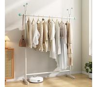 ISCBAFYX Sturdy Iron Coat Rack with 6 Hooks - Versatile Clothing Stand for Bedroom Balcony Apartment and Outdoor Use (White 120x175cm / 47x69in)