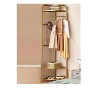 ISCBAFYX Stylish Metal Clothing Rack with 3 Shelves and 4 Hooks Corner Coat Stand for Entryway Bedroom Living Room Includes 2 Pants Hangers Black 37 x 37 x 174 cm