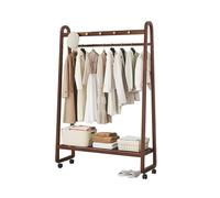 ISCBAFYX Stylish Multifunctional Valet Stand - Solid Wood Suit Hanger & Coat Rack with Trousers Hanger Storage Compartment Floor Standing 43.1x34.2x106.6 cm Elegant Brown Finish