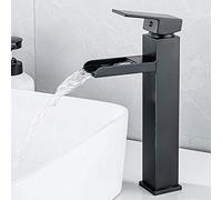 ISCBAFYX Tall Basin Mixer Tap Waterfall Bathroom Sink Taps Black Waterfall Brass Hot and Cold Bathroom Sink Faucet