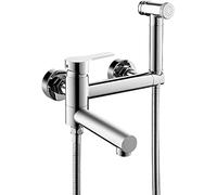 ISCBAFYX Toilet Bidet Spray Set Brass Handheld Bidet Sprayer with 150cm Hose Wall-Mounted Bidet Attachment Hot & Cold Water Chrome Finish for Bathroom Hygiene