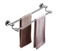 ISCBAFYX Towel rack Stainless steel towel rail, wall mounted towel rail, stainless steel bath towel rail, round, double wall mounted, silver/70 cm