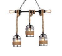 ISCBAFYX Traditional 5 heads can be adjusted Vintage industrial wind wrought iron chandelier restaurant cafe bar Creative personality water pipe Bedside lamp Hemp rope environmental farm Han