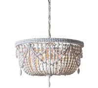 ISCBAFYX Traditional 5-Light Wood Beaded Chandelier Finishing Kitchen Island Pendant Lighting Retro Vintage Rustic Beads Bead Ceiling Lamp Modern Farmhouse Fixture Classic Distressed Basket Antique