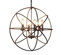 ISCBAFYX Traditional 6-Lights Vintage Loft E14 Ball Jacquard Nordic Candle Chandelier Retro Industrial Bird Cage Iron Metal Ceiling Light Bar Restaurant Adjustable Decorative Hanging Pendant Lamp