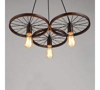 ISCBAFYX Traditional Creative Iron Wheel Light 1/3/6 Lights E27 Super Bright Indoor Lighting Chandelier Industrial Retro Style Hanging Personality Decorative Ceiling Pendant Lamp Fixtures C
