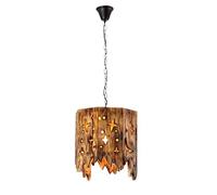 ISCBAFYX Traditional Creative Wooden Hollow Pendant Halloween Style Ceiling Light Retro E27 Decoration Chandelier Fit for Restaurant Bar Cafe Club Hotel Room House Fixtures