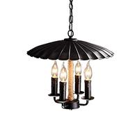 ISCBAFYX Traditional E14 Edison Iron Art Hemp Rope Chandelier Simple Rural Mediterranean Pendant 4-light Round Black Cap Suspensin Adjustable Candle Hanging Villa Drop Lamp Fixtures