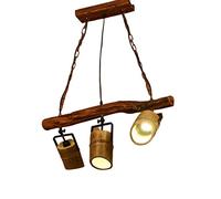 ISCBAFYX Traditional E27 3-Heads Rotatable Adjustable Antique Metal Edison Suspension Ceiling Lights, Vintage Industrial Creative Wood Pendant Lamp, Cafe Restaurant Bar Decor Chandelier Fixtures