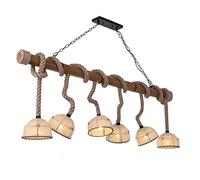 ISCBAFYX Traditional Edison E27 6-heads Lamp Industrial LOFT Hemp Rope Hanging Lights Antique Cloth Lampshade Cafe Restaurant Ceiling Pendant Light Fixtures