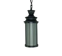 ISCBAFYX Traditional European Outdoor Cylindrical Glass Chandelier IP55 Exterior Porch Decoration Pendant Lamp Droplight Decorated Courtyard Restaurant Black Die-cast Fixtures Color