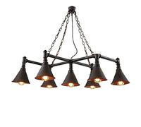 ISCBAFYX Traditional European Style Industry Retro Iron Downlight Pendant Lights Vintage Personality Creative Spotlights Chandelier Large Steam Water Pipe Adjustable Ceiling Hanging Light For Living