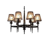 ISCBAFYX Traditional Hanging Light Nostalgia Retro Pattern Fabric Ceiling Lamp Nordic Rural Adjustable Chandelier Vintage Pendant Lights for Sample Cafe Living Room Restaurant Fixtures