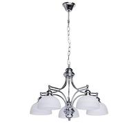 ISCBAFYX Traditional Metal Chrome White Matt Glass Ceiling Modern Kitchen Dining Pendant Lights Cafe Entrance Decoration Chandelier Living Room Hanging Lamps 5 X 60W E27 Fixtures