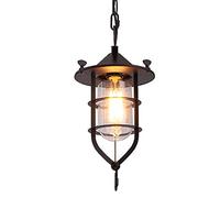 ISCBAFYX Traditional Outdoor Ceiling Pendant Lights Loft E27 Vintage Industrial Iron Glass Exterior Hanging Lamps Villa Courtyard Porch Chandeliers Fixture Lighting Decoration Fixtures
