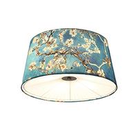 ISCBAFYX Traditional Painted Art, Round Cover Nordic Pastoral Cloth Chandelier, Astigmatism Reasonable Not Dazzling, Saving Fixtures Color : Blue apricot lamp