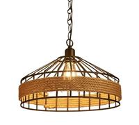 ISCBAFYX Traditional Retro Hemp Rope Iron Cage Hanging Pendant E27 Vintage Industry Restaurant Metal Droplight Antique Cafe Bar Balcony Ceiling Lamp Chandelier Fixtures : Small size