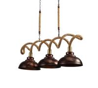 ISCBAFYX Traditional Retro Industrial Hemp Rope Chandelier Creative Wrought Iron 3 Head Ceiling Restaurant Bar Cafe Art Lighting Pendant Lights Living Room Decoration Suspension Light Fixtures