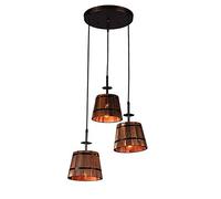 ISCBAFYX Traditional Retro Personality 3-head E27 Ceiling Light Creative Wooden Barrel Chandelier Industrial Style Metal Iron Bar Pendant Aisle Restaurant Cafe Indoor Decorative Hanging Lamp Fixtures