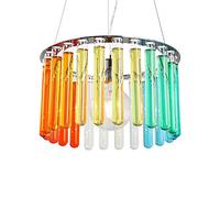 ISCBAFYX Traditional Stained Chandelier, Modern Minimalist Round Metal Ceiling Light, Creative Gradient Color Glass Lampshade for Living Dining Room Kitchen Decorative Lighting Fixtures