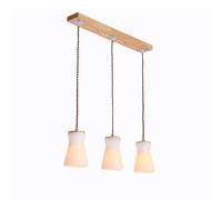 ISCBAFYX Traditional Super Bright 3-heads Wooden Pendant Lights Fixture Solid Wood Restaurant Droplight Suspension Lamp E27 Creative Glass Lampshade Ceiling Hanging Light For Dining Living Room Hotel