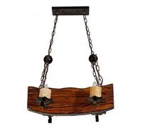 ISCBAFYX Traditional Vintage Old Chandeliers Industrial E14 Candlestick Metal Pendant Lamp Wooden Antique Hanging Ceiling 17.7inch Long Half Embedded for Dining Living Light Kitchen Lighting