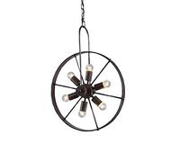 ISCBAFYX Traditional Vintage Wrought Iron Chandelier Creative Wheel Shape Six Heads Pendant Indoor Living Room Lighting E27 Ceiling Lamp Cafe Decorative Hanging Lights Fixtures Size : S