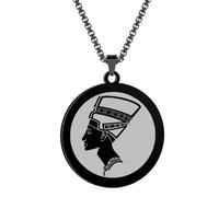 ISCBAFYX Trend Necklace Pendant Chain Men Women Jewellery Ancient Egypt Pendant, Queen Of Egypt Pendant, Egyptian Necklace Black