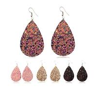ISCBAFYX TXCLTS Ladies Genuine PU Leather Sequin Earrings Single Earrings Wind Earrings Stud Earrings Jewelry Super Bright Earrings