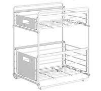 ISCBAFYX Under Sink Storage, 2 Tier Storage Organizer For Bathroom Kitchen Multi-Purpose Standing Rack (Color : White, Size 35x27.5x43cm)