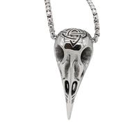 ISCBAFYX Viking Monster Skull Pendant Steel Gothic Jewelry Unique Accessory Retro Style Men's Necklace Pointed Beak Bead Chain