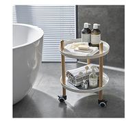 ISCBAFYX Vintage Wood Rolling Shelving for Bathroom & Kitchen Storage 3 Tier Mobile Organizer on Wheels Small Spaces and Craft Supplies