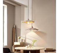 ISCBAFYX Wabi-sabi style Hanging Light E27 adjustable kitchen island lamp concrete flower shaped lampshade chandelier unique cement pendant Lamp suitable for dining room bedroom livi