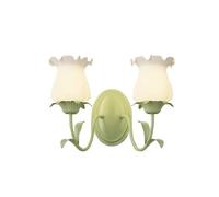 ISCBAFYX wall lamp, Double Sconce Flower Wall Lights for Bedroom Nordic Green Wall Sconce with Frosted Indoor (Color:Morning glory,Size:2 lights)