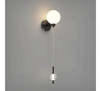 ISCBAFYX Wall Lamps Sconces Black Wall Sconce Milk Glass Dimmable Ledd Crystal Bedside Wall Lights Bedroom up Down 2-Light Mid Century Industrial Wall Lamp for Hallway Bathroom Living Room